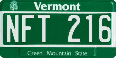 VT license plate NFT216