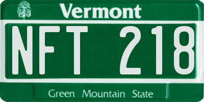 VT license plate NFT218