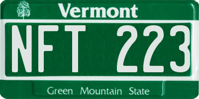 VT license plate NFT223