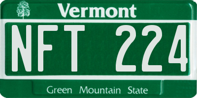 VT license plate NFT224