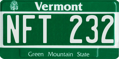 VT license plate NFT232