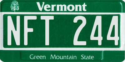 VT license plate NFT244