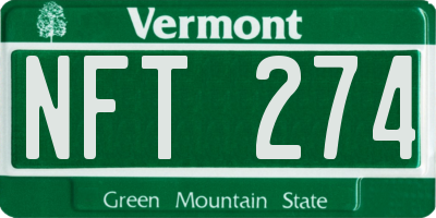 VT license plate NFT274