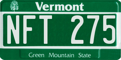 VT license plate NFT275