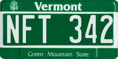 VT license plate NFT342