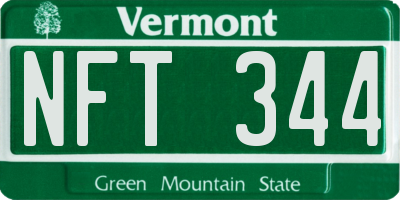 VT license plate NFT344