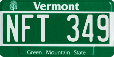 VT license plate NFT349