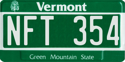 VT license plate NFT354