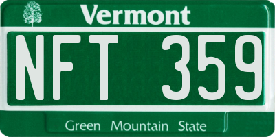 VT license plate NFT359