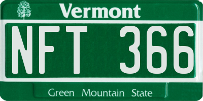 VT license plate NFT366
