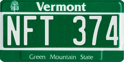 VT license plate NFT374