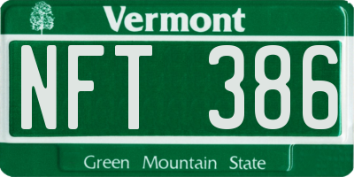 VT license plate NFT386