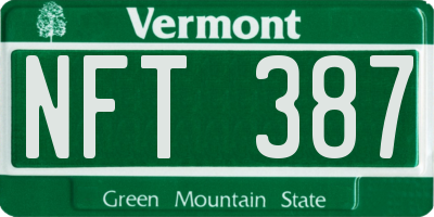 VT license plate NFT387