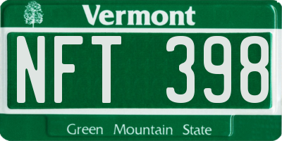 VT license plate NFT398