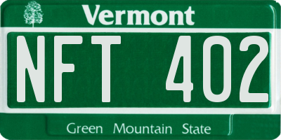 VT license plate NFT402