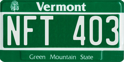 VT license plate NFT403