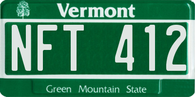 VT license plate NFT412