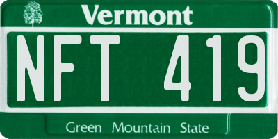 VT license plate NFT419