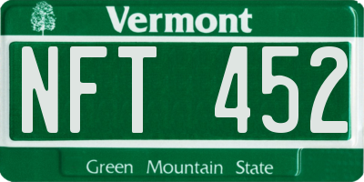 VT license plate NFT452