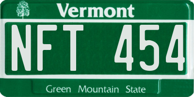 VT license plate NFT454
