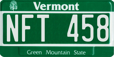 VT license plate NFT458