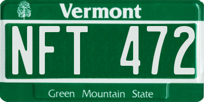 VT license plate NFT472