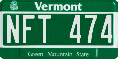 VT license plate NFT474