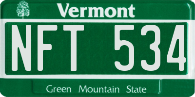 VT license plate NFT534