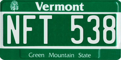 VT license plate NFT538