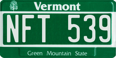 VT license plate NFT539