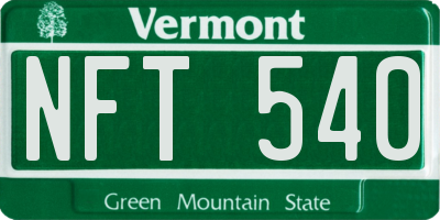 VT license plate NFT540