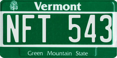 VT license plate NFT543