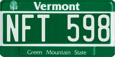 VT license plate NFT598