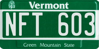 VT license plate NFT603