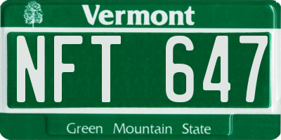 VT license plate NFT647