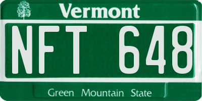 VT license plate NFT648