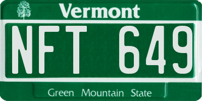 VT license plate NFT649