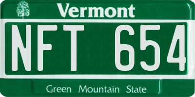 VT license plate NFT654