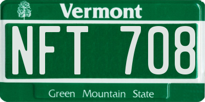 VT license plate NFT708