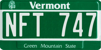 VT license plate NFT747