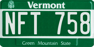 VT license plate NFT758