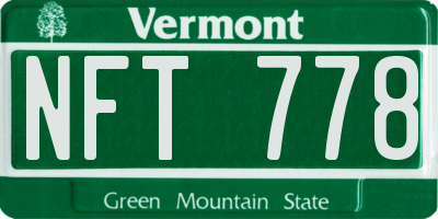VT license plate NFT778
