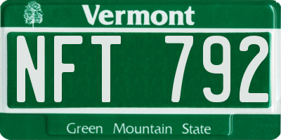 VT license plate NFT792