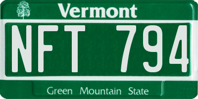 VT license plate NFT794