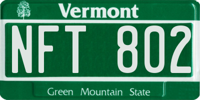 VT license plate NFT802
