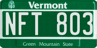 VT license plate NFT803