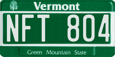 VT license plate NFT804