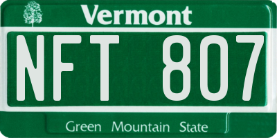 VT license plate NFT807