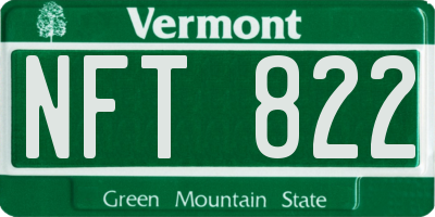VT license plate NFT822