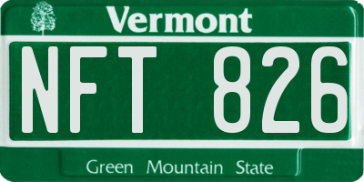 VT license plate NFT826